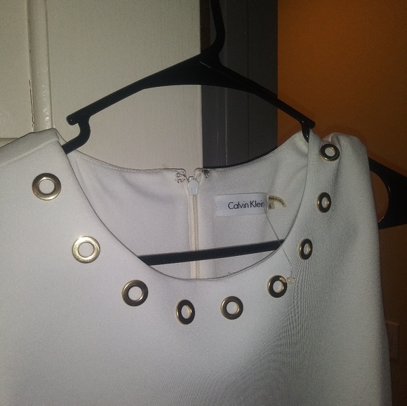 Dresses Calvin Klein Cream Body Con Tea Length Dress Poshmark